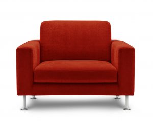 red modern upholstered chair